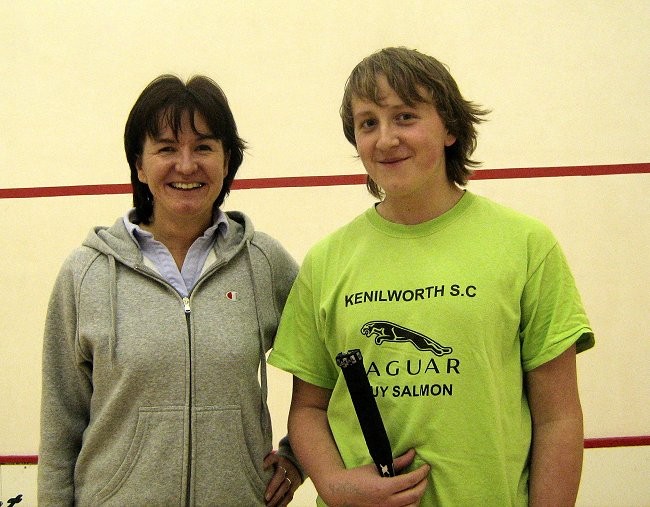 pic01.jpg - Gail Charles and Jon Holden, finalists in the Squash Handicap tournament