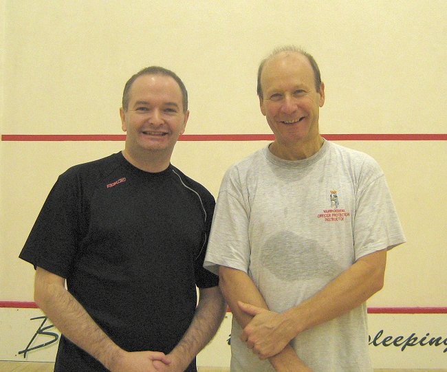 pic02.jpg - Ian Cochrane and Alan Pearson, finalists in the Tony Russell racketball trophy (held on 6th December)